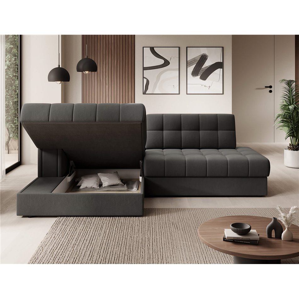 Corner sofa Elezalt L, sleeping function, Sola 06, brown, H82x240x150cm
