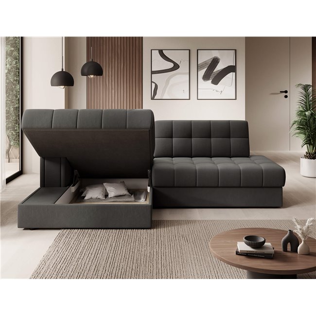 Corner sofa Elezalt L, sleeping function, Sola 06, brown, H82x240x150cm