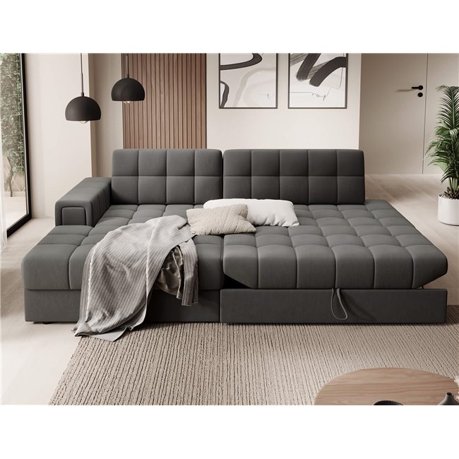 Corner sofa Elezalt L, sleeping function, Sola 06, brown, H82x240x150cm