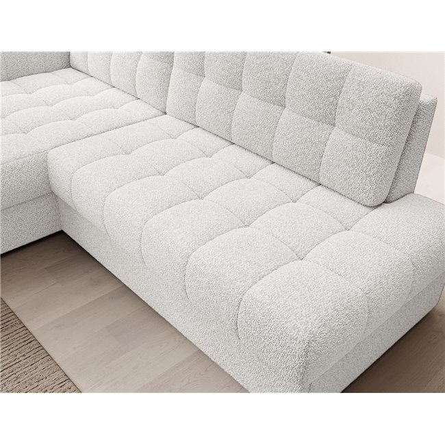 Corner sofa Elezalt L, sleeping function, Royal 01, boucle, white, H82x240x150cm