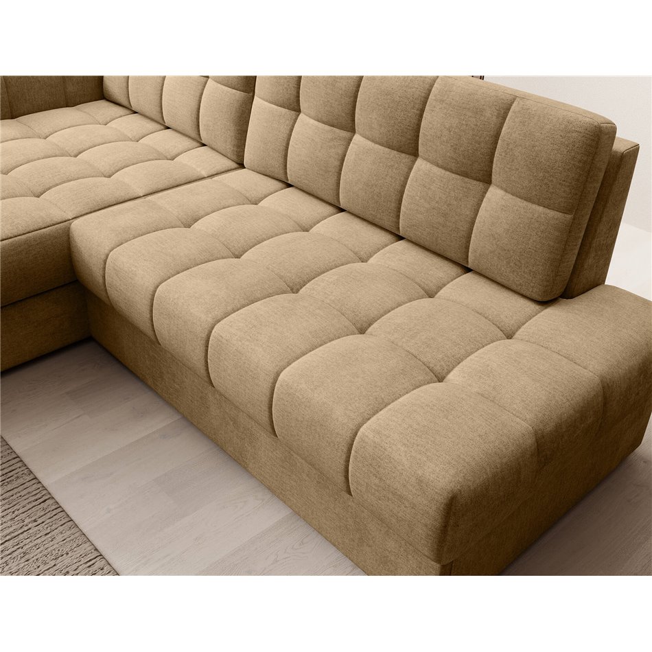 Corner sofa Elezalt L, sleeping function, Monolith 09, velvet, beige, H82x240x150cm