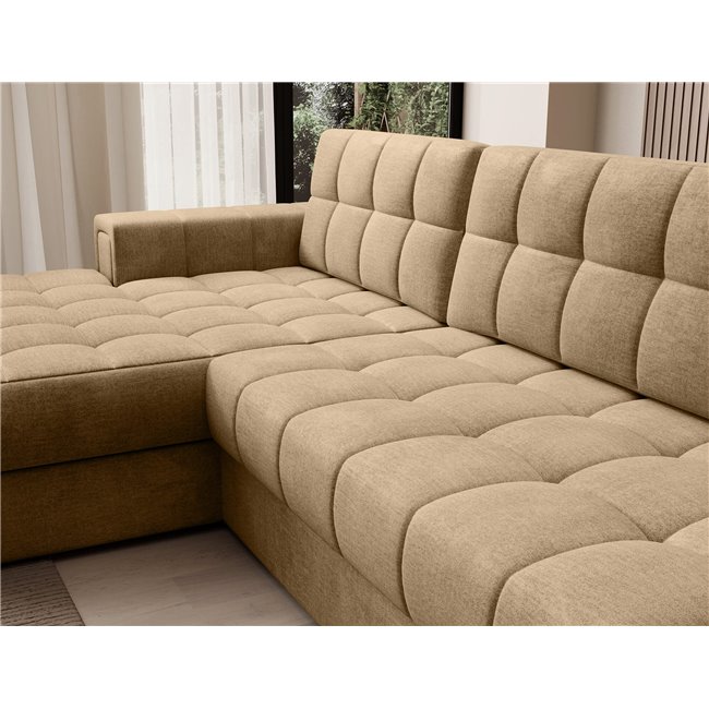 Corner sofa Elezalt L, sleeping function, Monolith 09, velvet, beige, H82x240x150cm