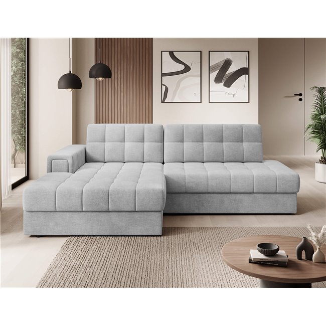 Corner sofa Elezalt L, sleeping function, Monolith 84, velvet, grey, H82x240x150cm