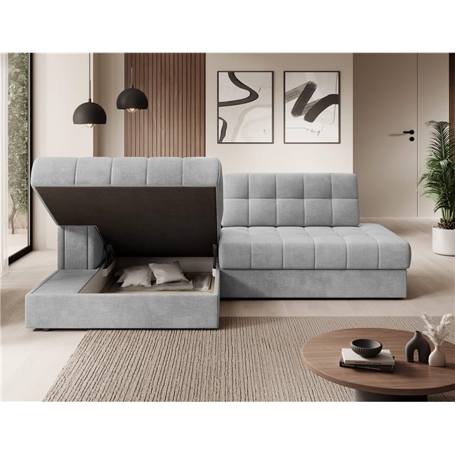 Corner sofa Elezalt L, sleeping function, Monolith 84, velvet, grey, H82x240x150cm