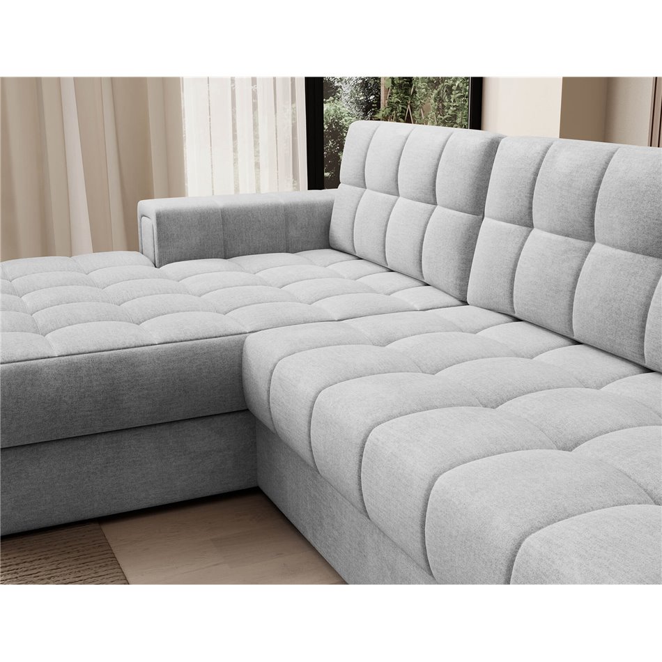Corner sofa Elezalt L, sleeping function, Monolith 84, velvet, grey, H82x240x150cm