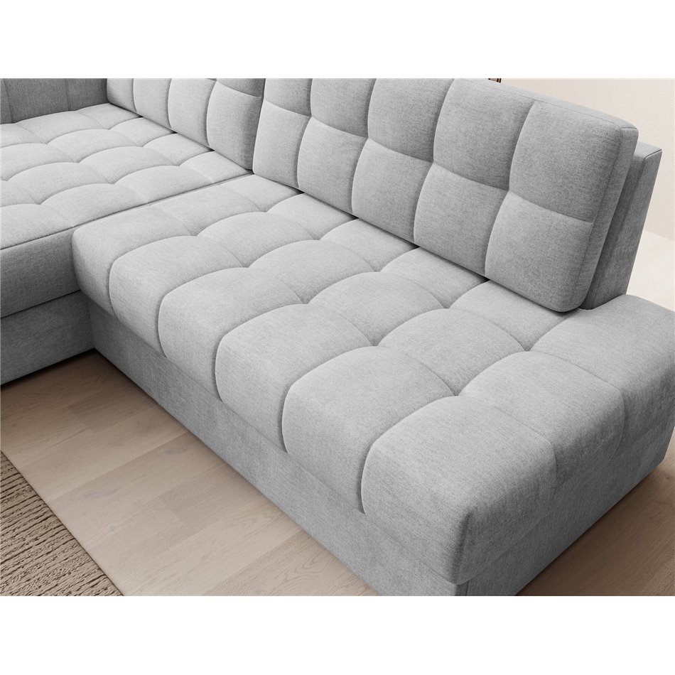 Corner sofa Elezalt L, sleeping function, Monolith 84, velvet, grey, H82x240x150cm