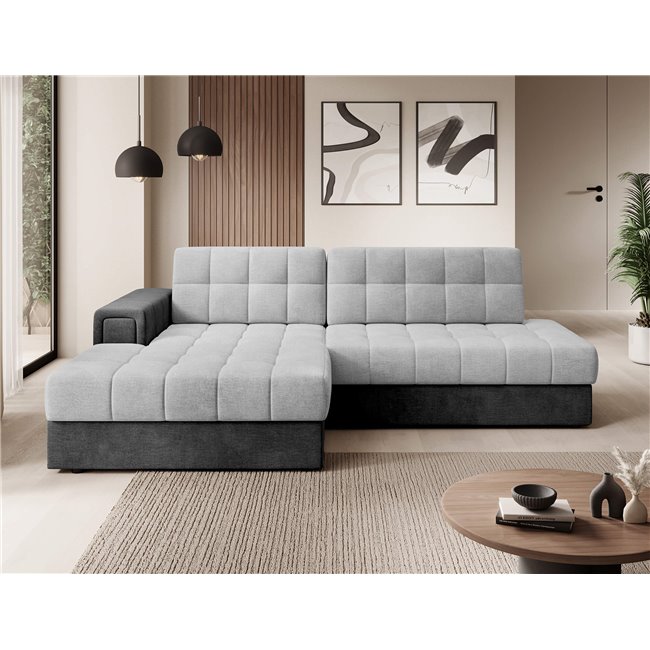 Corner sofa Elezalt L, sleeping function, Monolith 84, Monolith 97, velvet, grey, H82x240x150cm