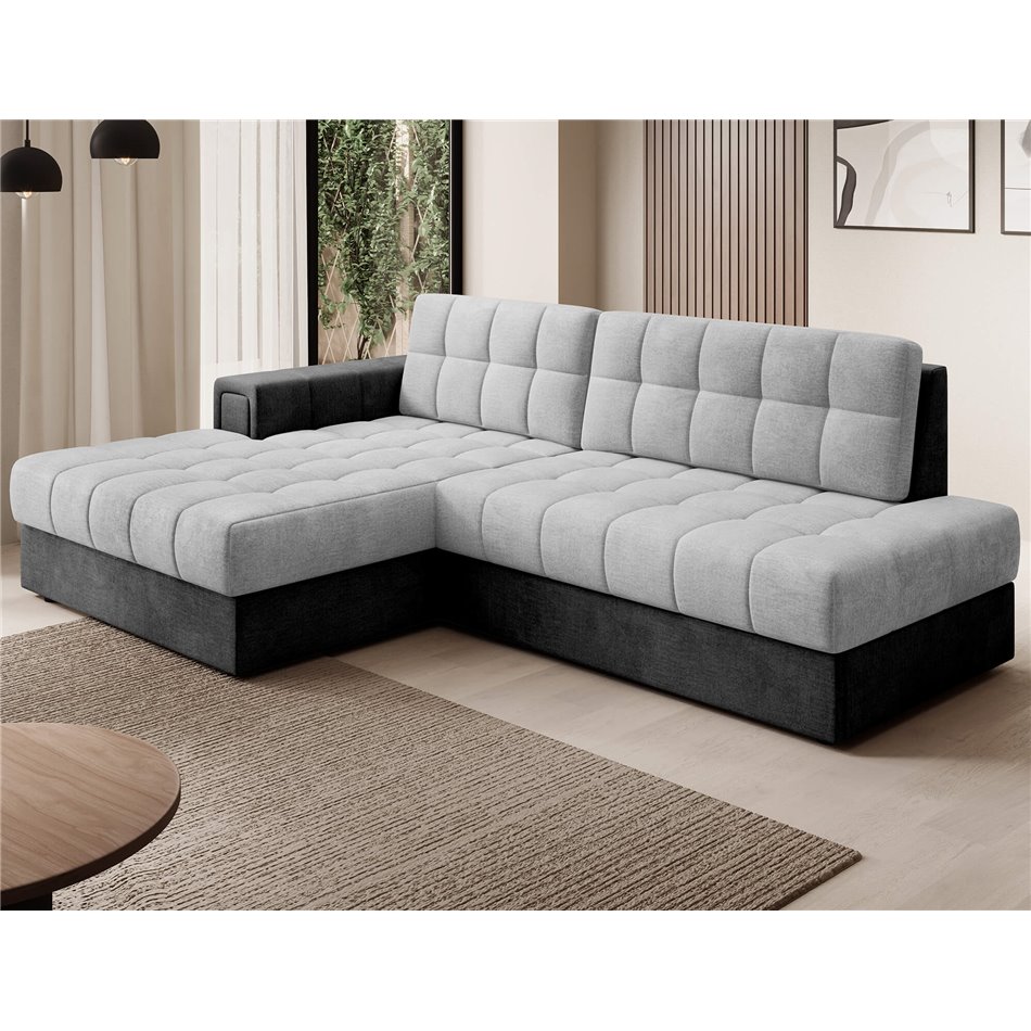 Corner sofa Elezalt L, sleeping function, Monolith 84, Monolith 97, velvet, grey, H82x240x150cm