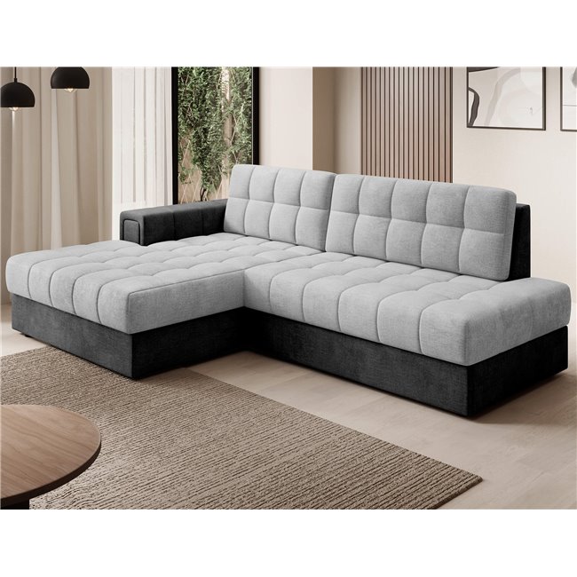 Corner sofa Elezalt L, sleeping function, Monolith 84, Monolith 97, velvet, grey, H82x240x150cm