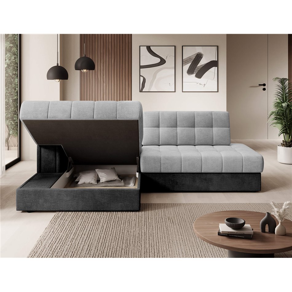 Corner sofa Elezalt L, sleeping function, Monolith 84, Monolith 97, velvet, grey, H82x240x150cm