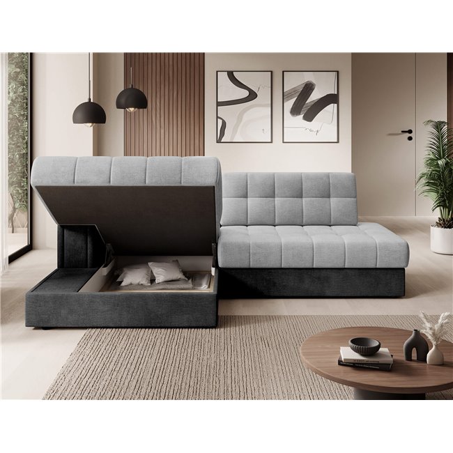 Corner sofa Elezalt L, sleeping function, Monolith 84, Monolith 97, velvet, grey, H82x240x150cm