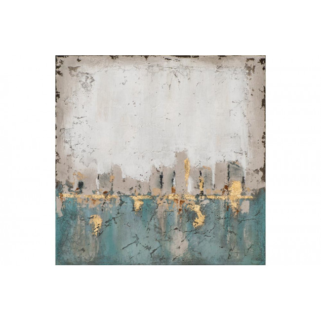 Картина Abstract in blue and gold, 70x70cm