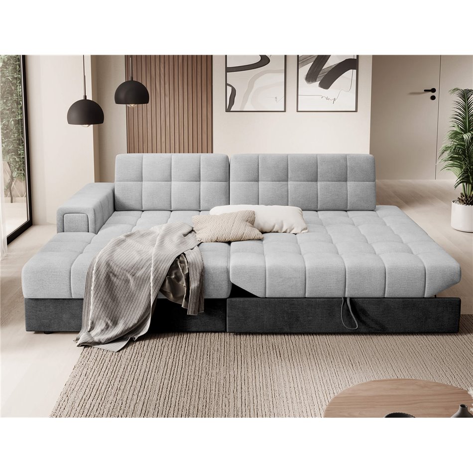 Corner sofa Elezalt L, sleeping function, Monolith 84, Monolith 97, velvet, grey, H82x240x150cm