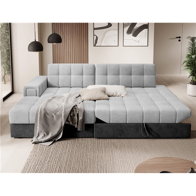 Corner sofa Elezalt L, sleeping function, Monolith 84, Monolith 97, velvet, grey, H82x240x150cm