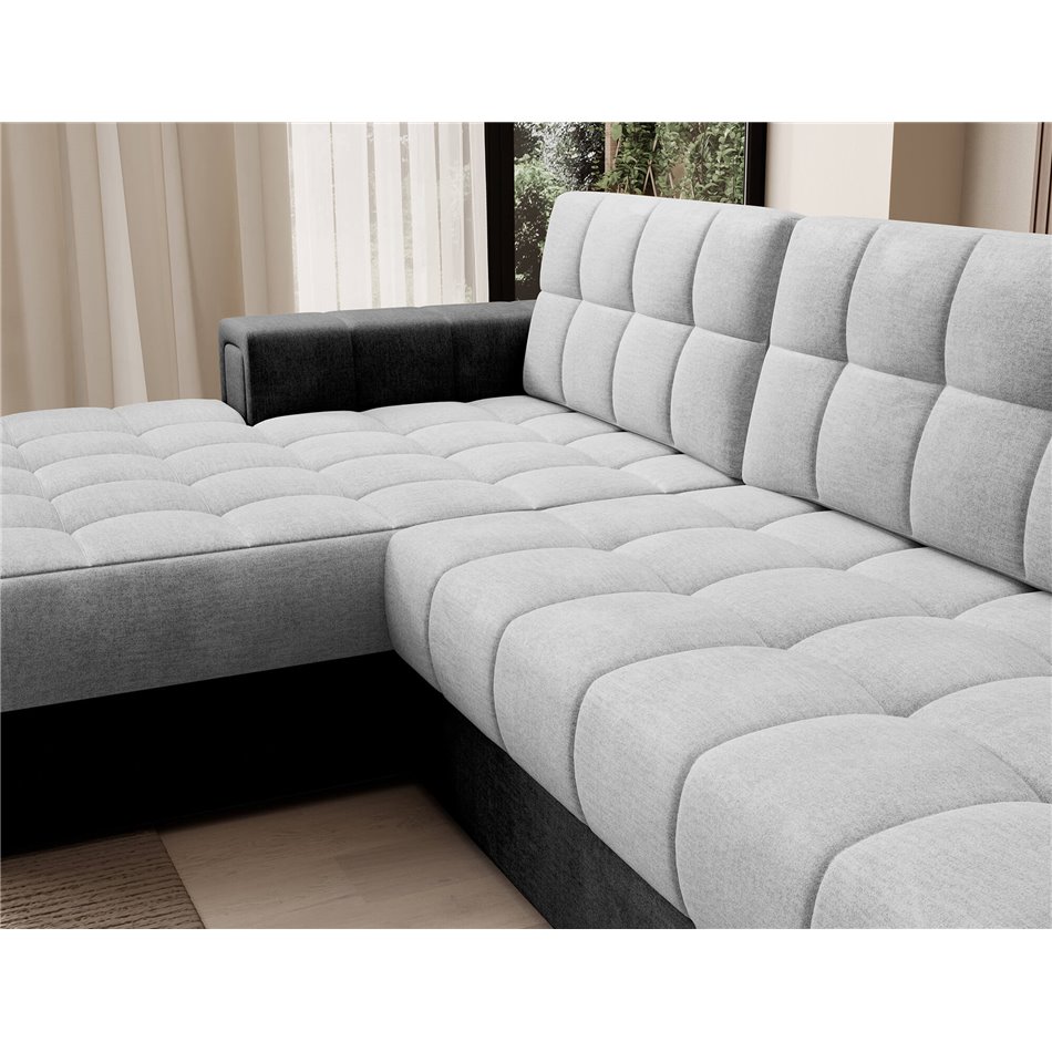 Corner sofa Elezalt L, sleeping function, Monolith 84, Monolith 97, velvet, grey, H82x240x150cm