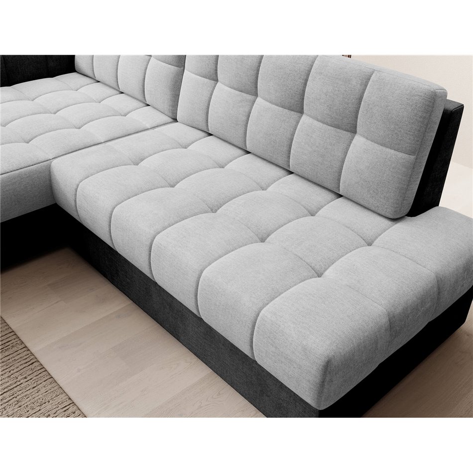 Corner sofa Elezalt L, sleeping function, Monolith 84, Monolith 97, velvet, grey, H82x240x150cm