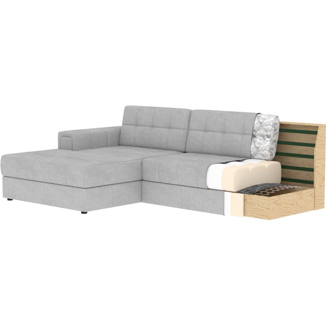 Corner sofa Elezalt L, sleeping function, Monolith 84, Monolith 97, velvet, grey, H82x240x150cm
