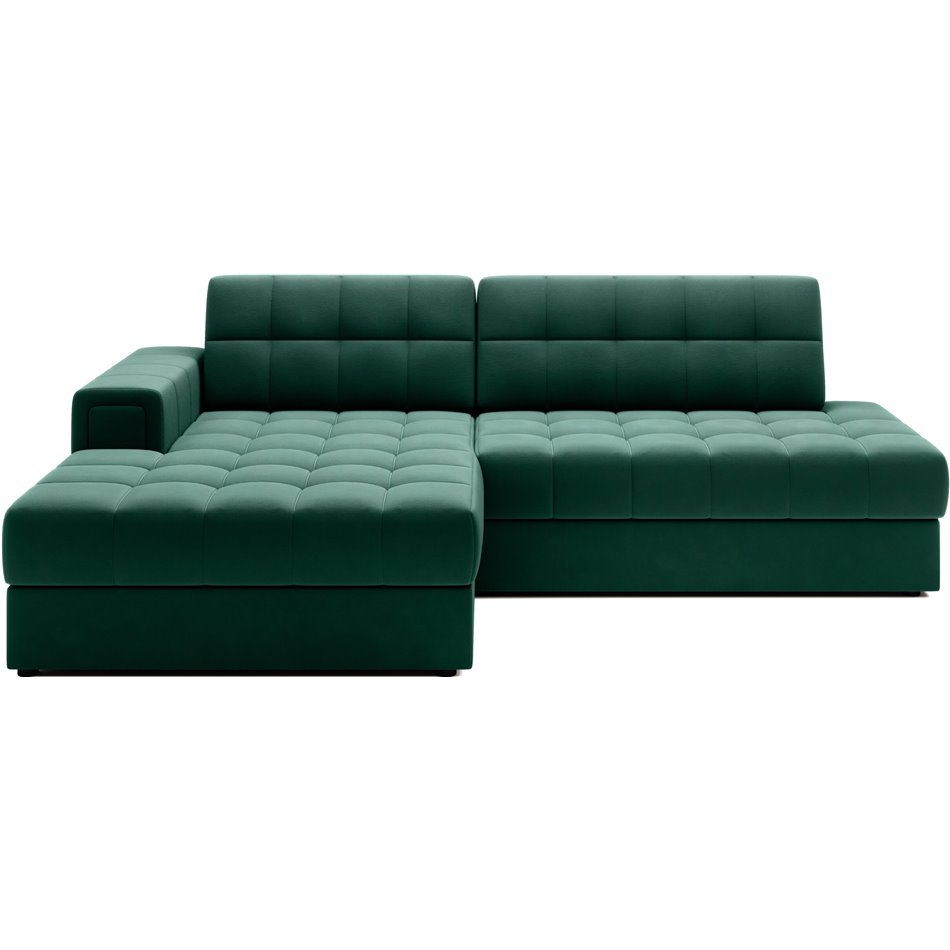 Corner sofa Elezalt L, sleeping function, Lukso 35, velvet, green, H82x240x150cm