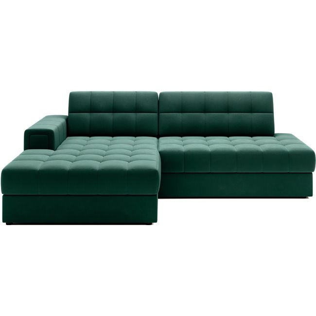 Corner sofa Elezalt L, sleeping function, Lukso 35, velvet, green, H82x240x150cm