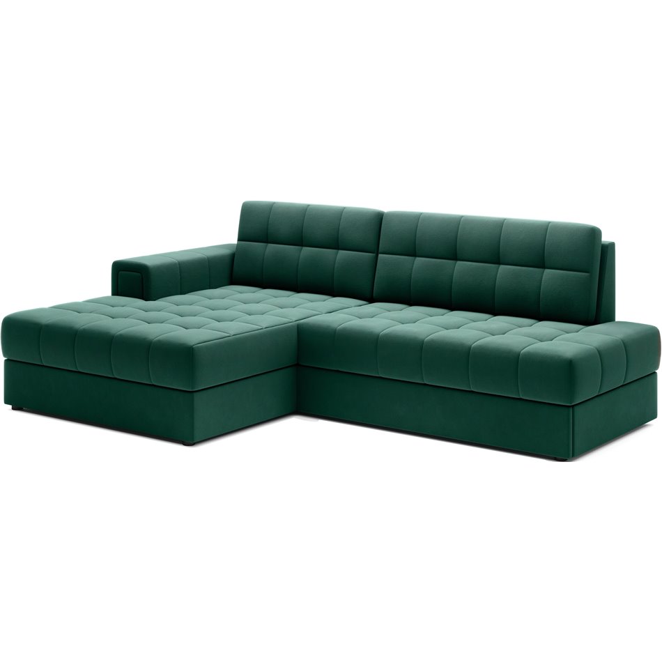 Corner sofa Elezalt L, sleeping function, Lukso 35, velvet, green, H82x240x150cm
