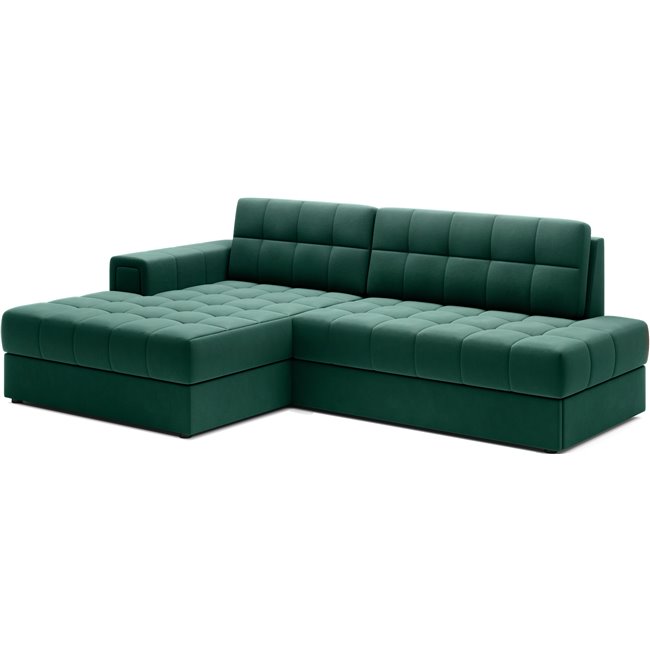 Corner sofa Elezalt L, sleeping function, Lukso 35, velvet, green, H82x240x150cm