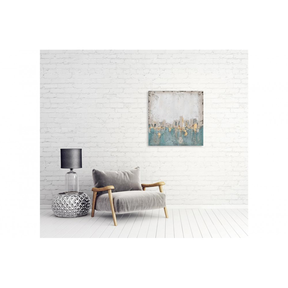 Картина Abstract in blue and gold, 70x70cm