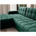 Corner sofa Elezalt L, sleeping function, Lukso 35, velvet, green, H82x240x150cm