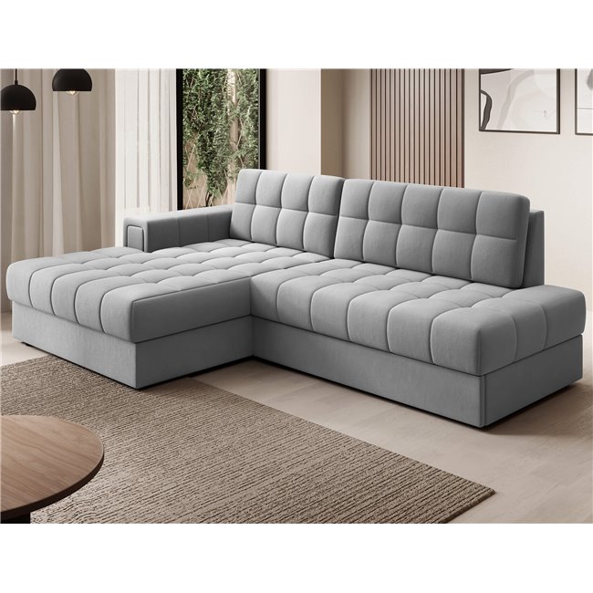 Corner sofa Elezalt L, sleeping function, Sola 04, grey, H82x240x150cm
