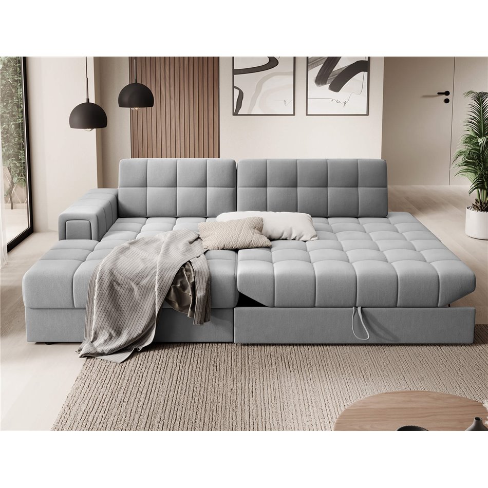 Corner sofa Elezalt L, sleeping function, Sola 04, grey, H82x240x150cm