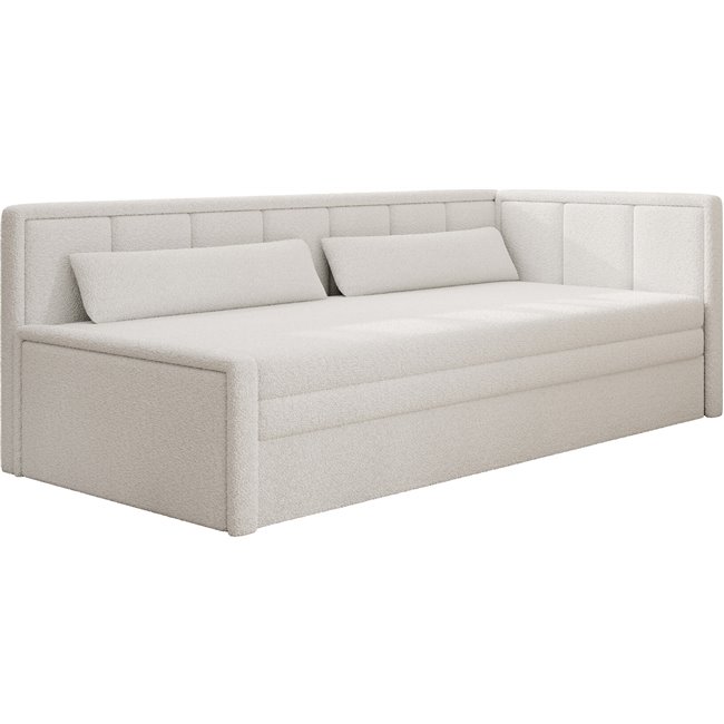 Sofa bed Elfulgeo R, sleeping function, Royal 01, boucle, white, H77x214x82cm