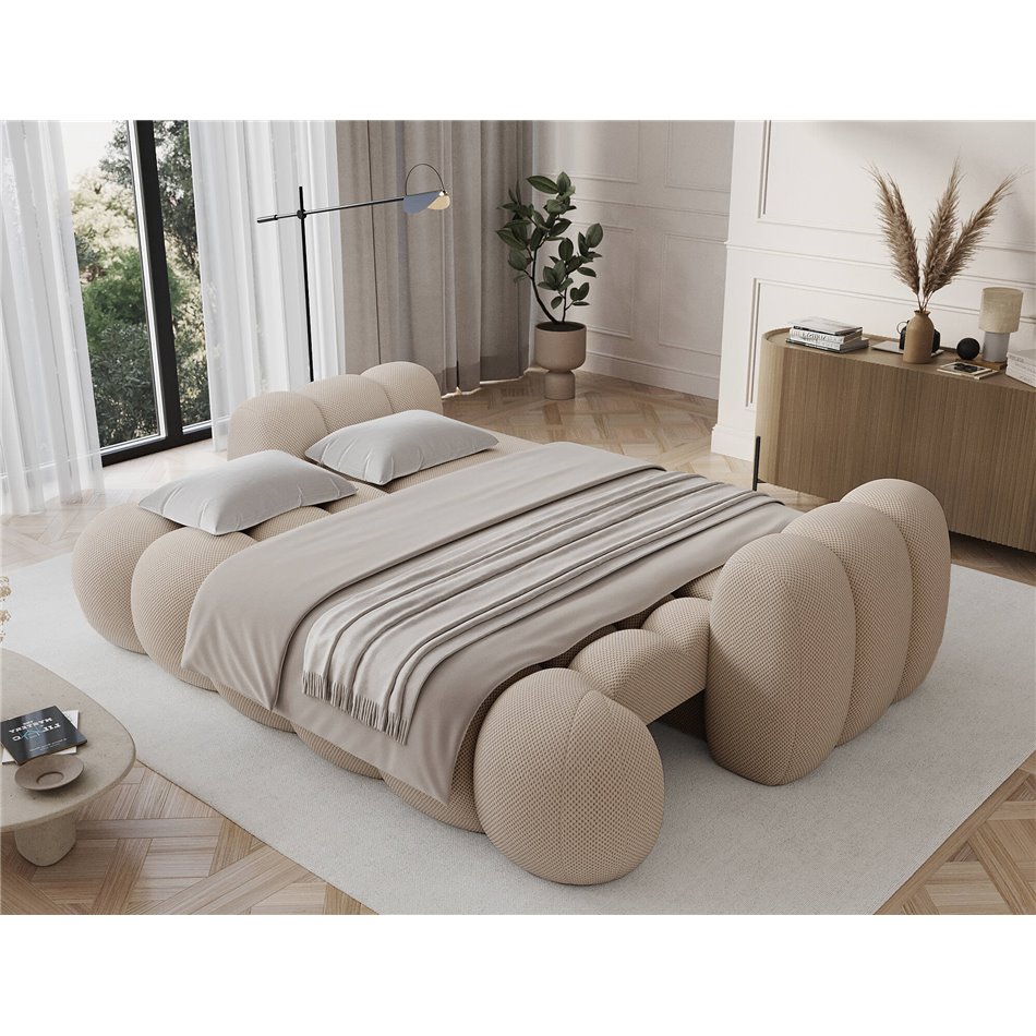 Sofa bed Elcotonn, sleeping function, Calmora 18, beige, H105x256x119cm