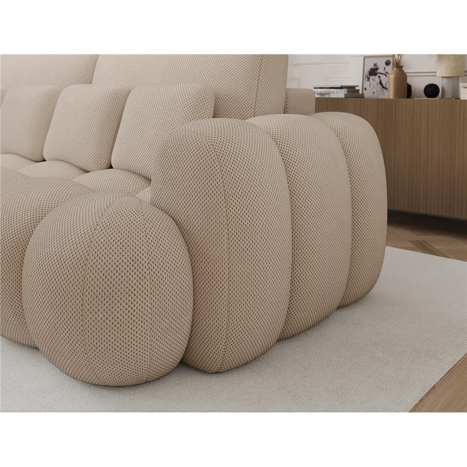 Sofa bed Elcotonn, sleeping function, Calmora 18, beige, H105x256x119cm