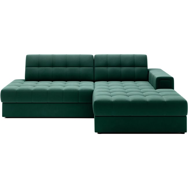 Corner sofa Elezalt R, sleeping function, Lukso 35, velvet, green, H82x240x150cm