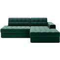 Corner sofa Elezalt R, sleeping function, Lukso 35, velvet, green, H82x240x150cm