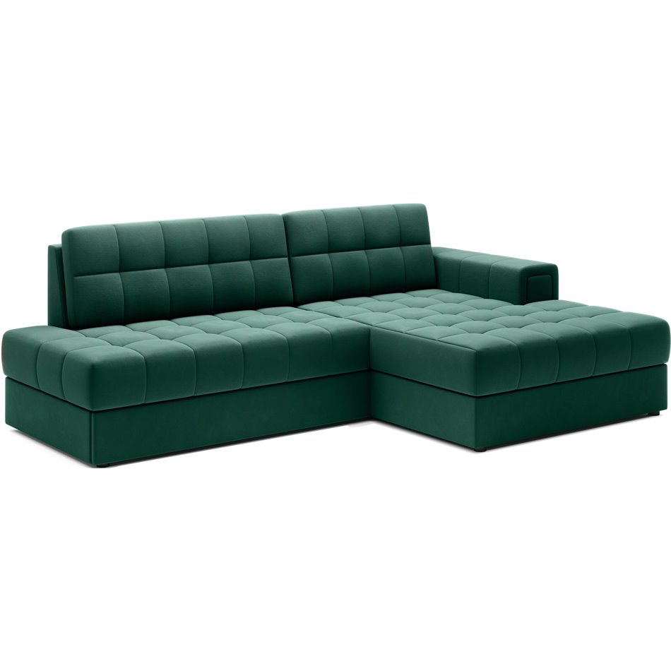 Corner sofa Elezalt R, sleeping function, Lukso 35, velvet, green, H82x240x150cm