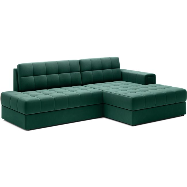Corner sofa Elezalt R, sleeping function, Lukso 35, velvet, green, H82x240x150cm