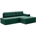Corner sofa Elezalt R, sleeping function, Lukso 35, velvet, green, H82x240x150cm