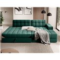 Corner sofa Elezalt R, sleeping function, Lukso 35, velvet, green, H82x240x150cm