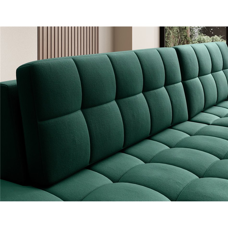 Corner sofa Elezalt R, sleeping function, Lukso 35, velvet, green, H82x240x150cm