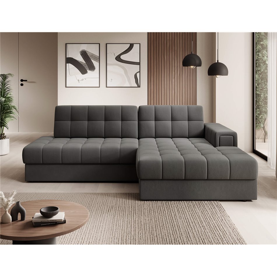 Corner sofa Elezalt R, sleeping function, Sola 06, brown, H82x240x150cm