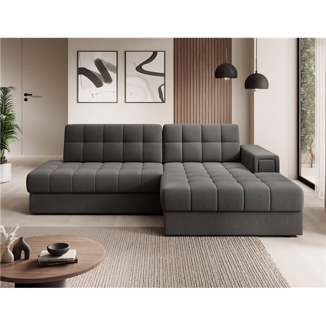 Corner sofa Elezalt R, sleeping function, Sola 06, brown, H82x240x150cm