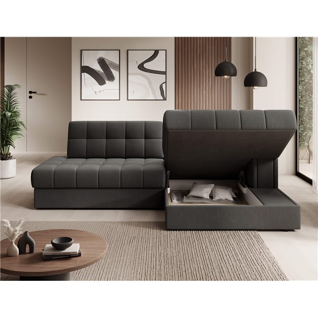 Corner sofa Elezalt R, sleeping function, Sola 06, brown, H82x240x150cm