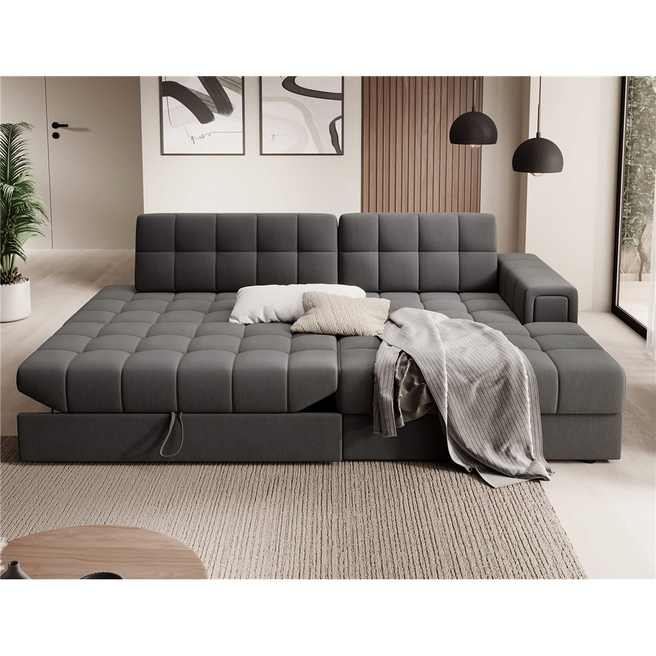 Corner sofa Elezalt R, sleeping function, Sola 06, brown, H82x240x150cm