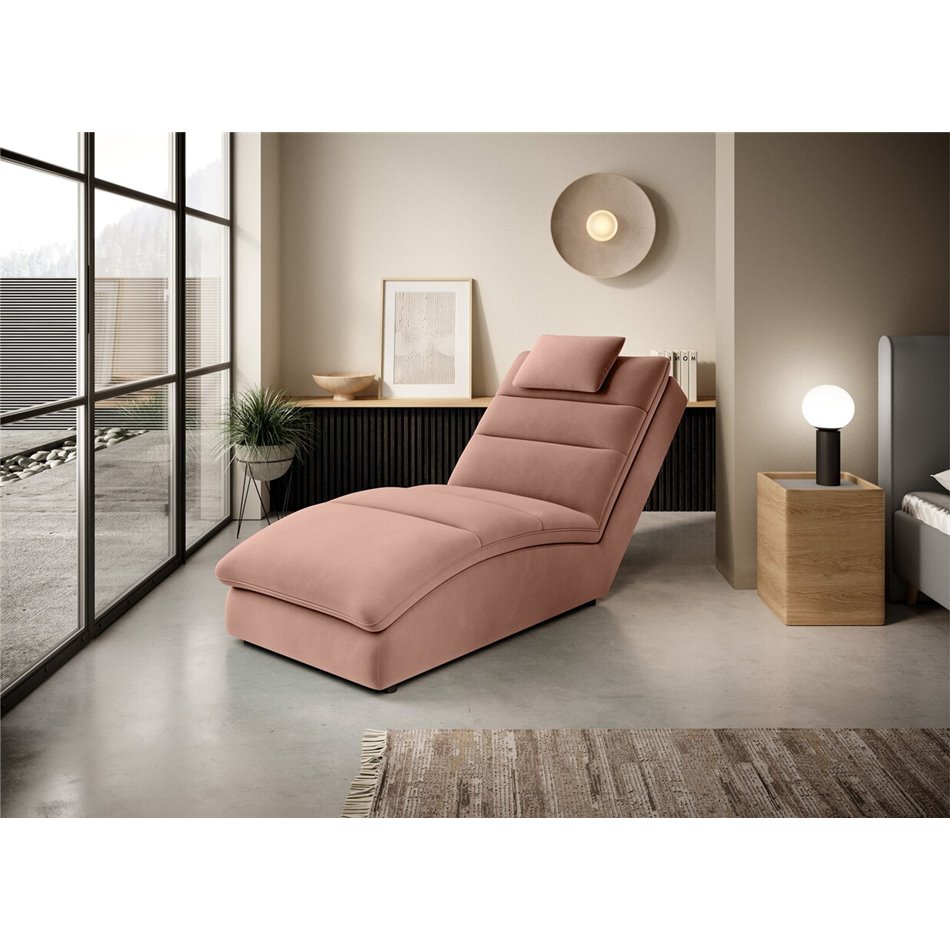 Chaise lounge chair Eltaco, Nube 24, velvet, pink, H95x85x170cm