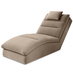 Chaise lounge chair Eltaco, Nube 20, velvet, light brown, H95x85x170cm