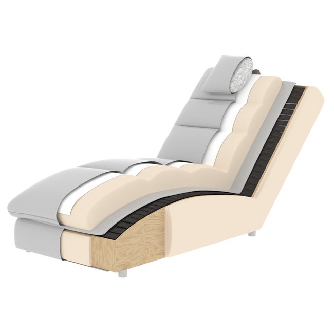 Chaise lounge chair Eltaco, Nube 20, velvet, light brown, H95x85x170cm