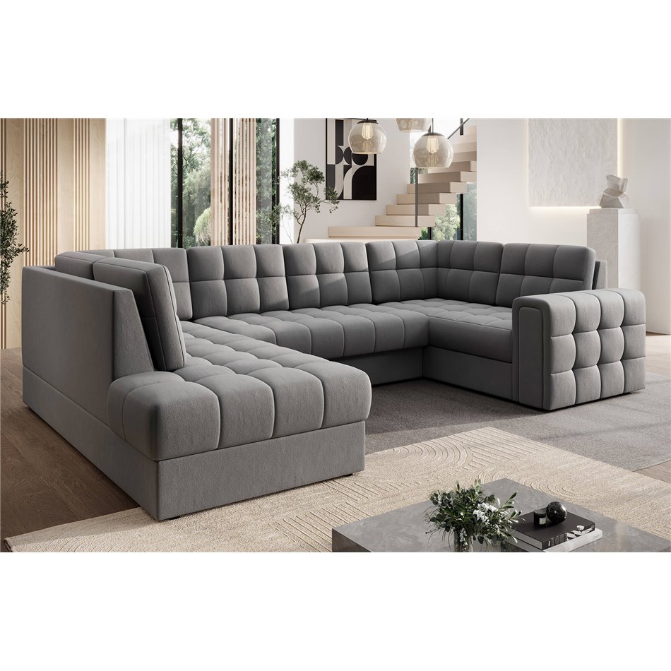 Corner sofa Elewett L, sleeping function, Sola 04, grey, H82x299x198cm
