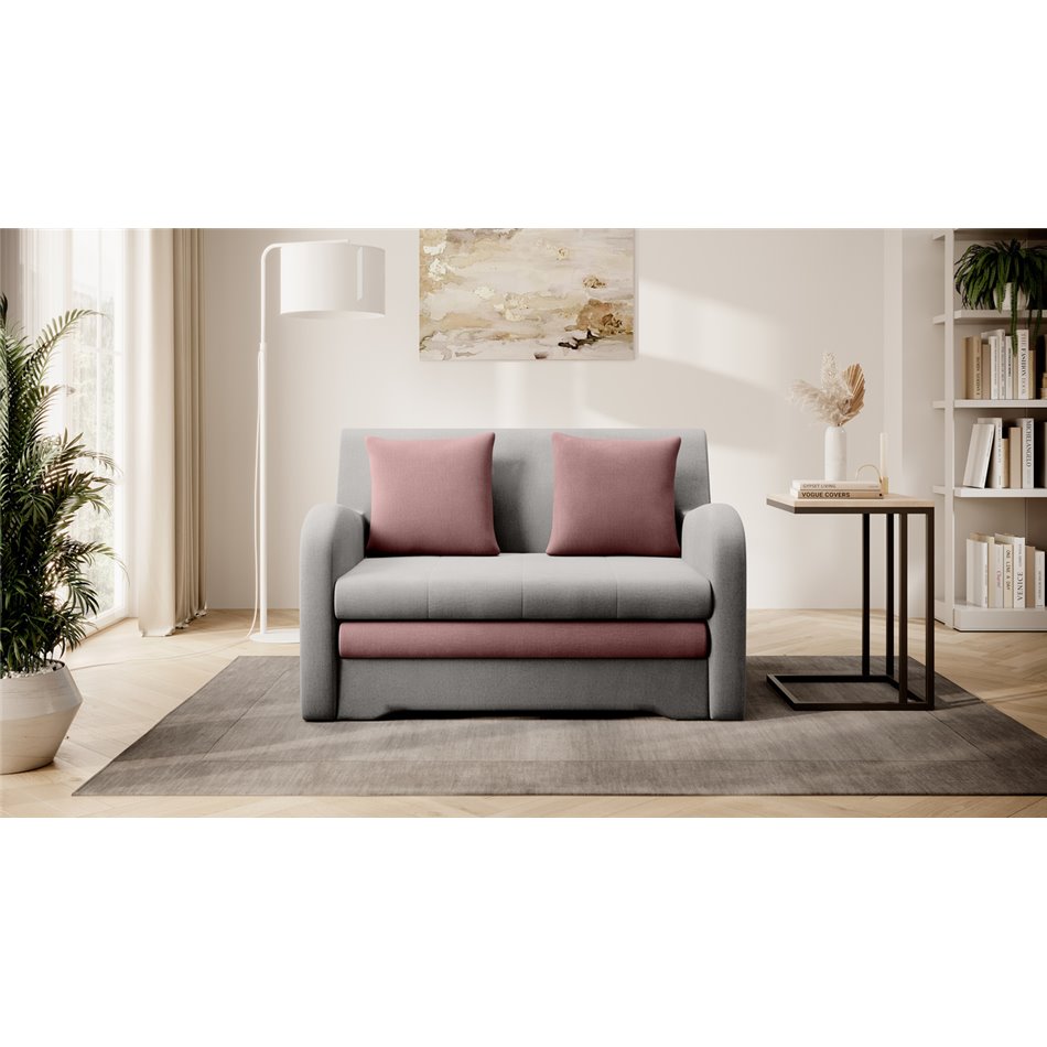 Sofa bed Elario, sleeping function, Nube 03, Nube 24, velvet, grey, H85x130x103cm