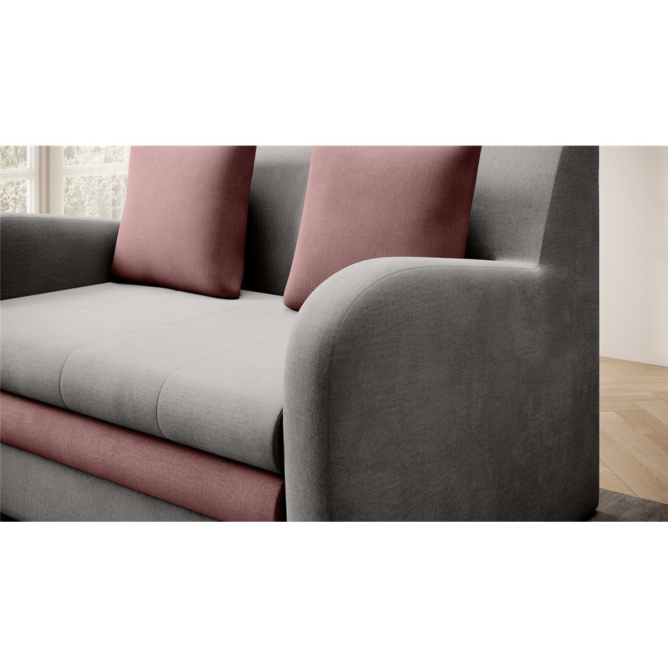 Sofa bed Elario, sleeping function, Nube 03, Nube 24, velvet, grey, H85x130x103cm