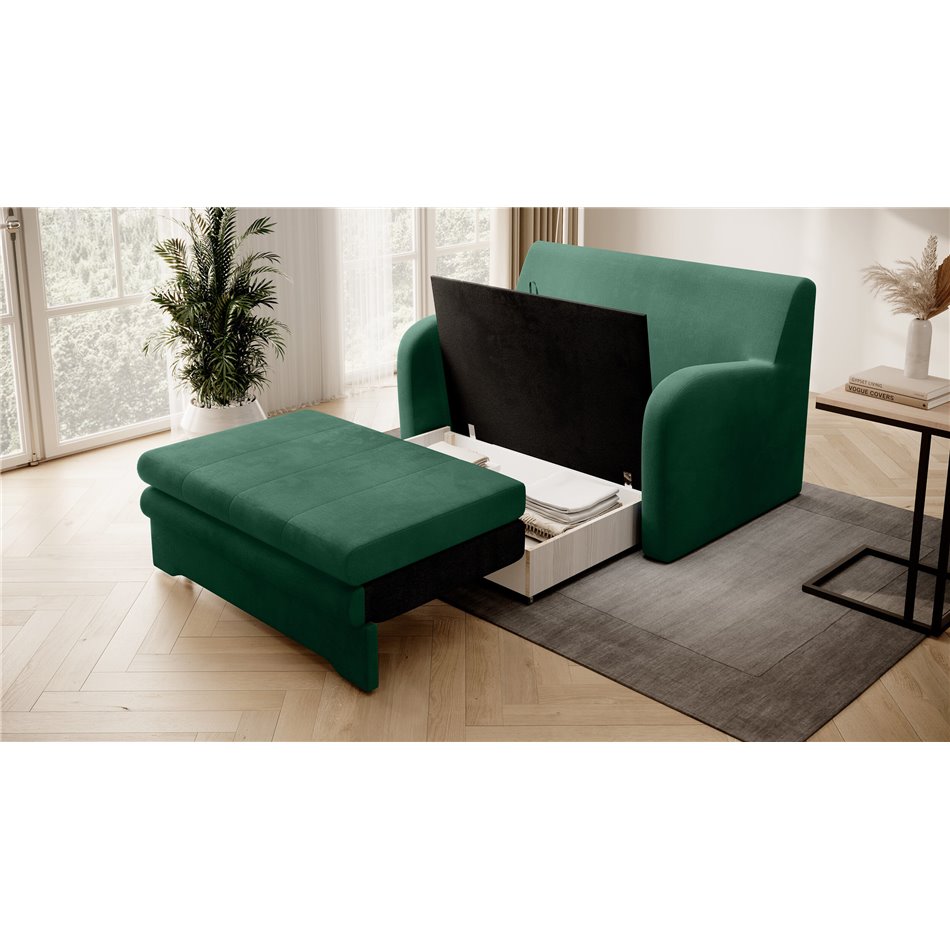 Sofa bed Elario, sleeping function, Nube 35, dark green, H85x130x103cm